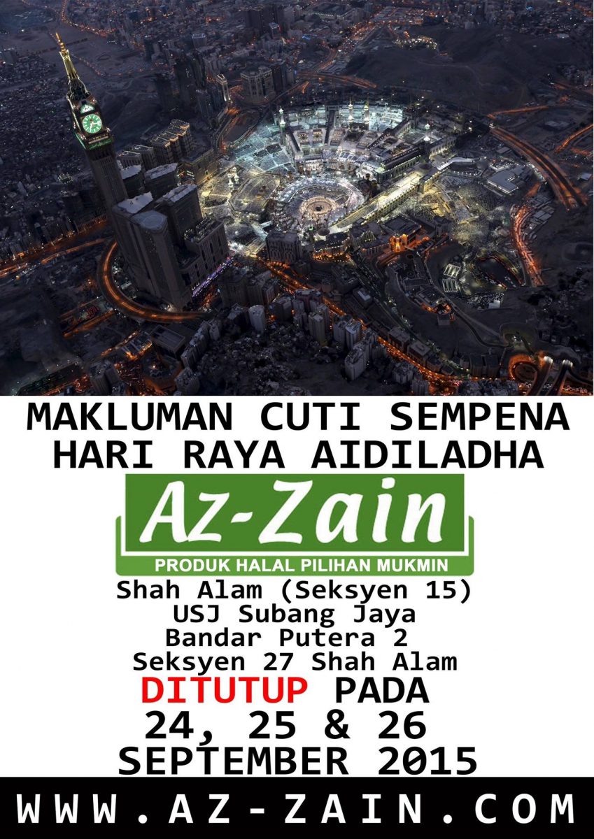 Makluman Cuti Hari Raya Aidiladha AzZainMart Shah Alam 2