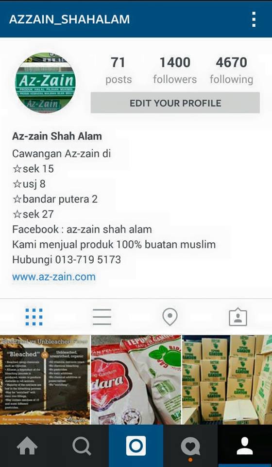 Laman sosial rasmi Instagram AzZainMart Shah Alam 1